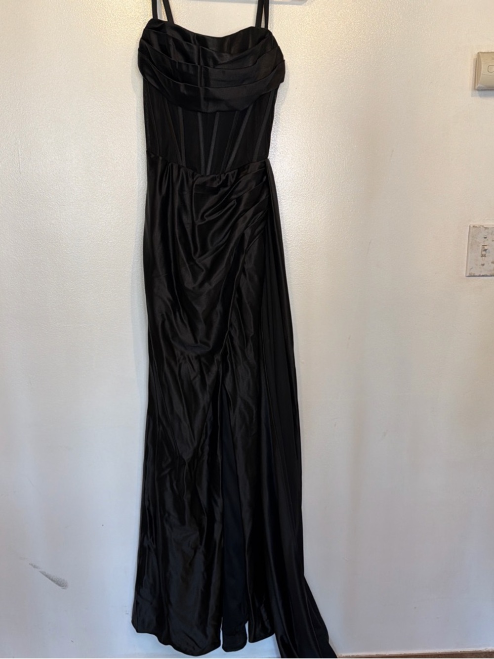 Elegant Black Satin Evening Gown